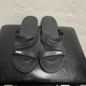 CROCS Black Triple Strap Sandals
